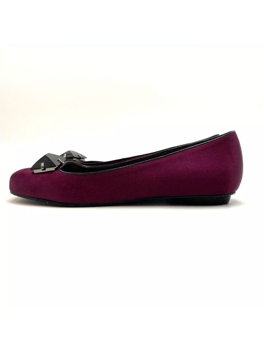 Nine West 'Venato' Satin Flats with Gem Detail Berry/Black Sz 7M